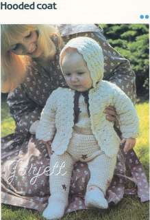 Babys Hooded Coat, shell stitch crochet pattern  