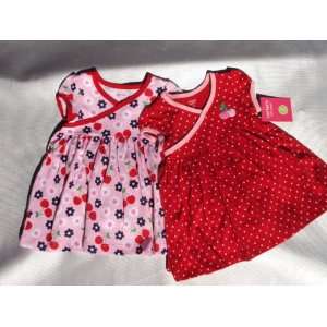  Carters Girls 2 pack 100% Cotton Knit S/S Dress Sets Red 