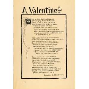  1899 Print Writer Laurence C. Woodworth Romance Valentine 