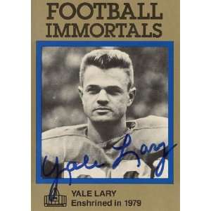  Yale Lary Autographed Football Immortals Card #66 
