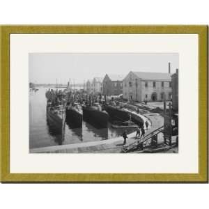  Gold Framed/Matted Print 17x23, US Torpedo boats in the 