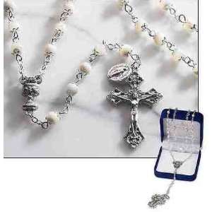   Milagros Catholic First Communion Rosary 6 Mm Mother of Pearl Bead