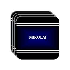 Personal Name Gift   MIKOLAJ Set of 4 Mini Mousepad Coasters (black 