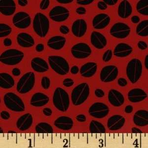 44 Wide Metro Cafe Coffee Bean Black/Red Fabric By The 
