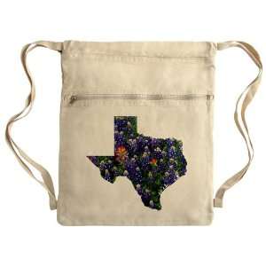  Messenger Bag Sack Pack Khaki Bluebonnets Texas Shaped 