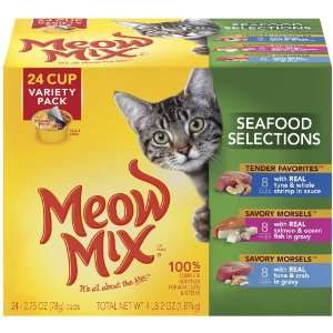 Meow Mix Seafood Selections Variety Pack, 24 Count:  