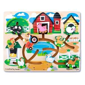 Melissa & Doug Colorful Wooden Farm Maze Puzzle : Toys & Games 
