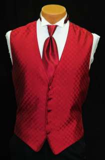 Mens Red Tuxedo Vest/Tie Set   All Sizes  
