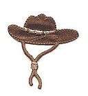 COWBOY HAT BROWN W/BEADED BAND IRON ON APPLIQUE/PATCH