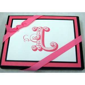   Stationery NOT4126 Pink Initial L Blank Note Cards: Everything Else