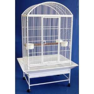  Dome Top Wrought Iron Parrot Cage in White: Pet Supplies