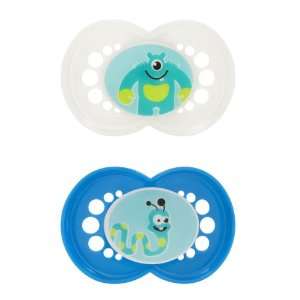  Mam Monsters Silicone Orthodontic Pacifiers 6+ White/Blue 