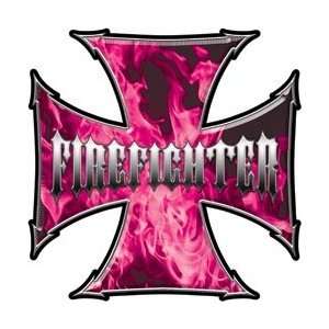  Maltese Cross Firefighter Decal   Inferno Pink   4 h 