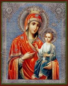 Iverskaya Iveron Russian Icon Wood Madonna Christ Jesus  