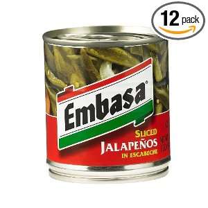 Embasa Sliced Jalapenos, 7 Ounce (Pack of 12)  Grocery 
