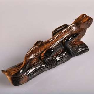 K3970 Carved golden tiger eye lizard figurine  
