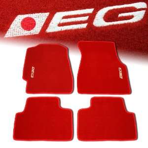   Custom Fit EG JDM Non Skid Rubber Backing Red Floor Mats: Automotive
