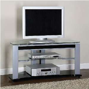  Satin Silver Small Curved Back TV Stand