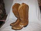 Vintage Mens Golden Brown Leather Tony Lama Cowboy Boots,Fancy Stitch 