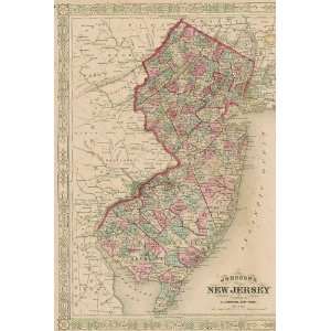  Johnson 1868 Antique Map of New Jersey