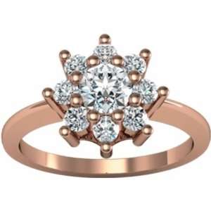  14K Rose Gold Diamond Nine Stone Cluster Style Ring   1.00 