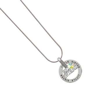   Best Friends Charm on Little Sister Snake Chain Necklace AB Crystal