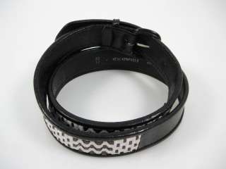 STEPHANE KELIAN Black White Leather Belt SZ 80/32  