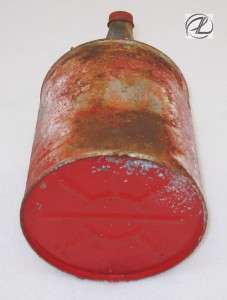 Vintage Oil Can Kerosene Can Red Galvanized Round Large Great Patina 