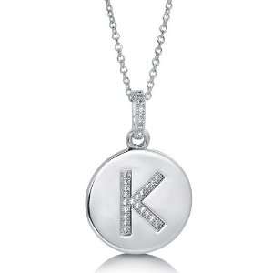  Cubic Zirconia Sterling Silver Initial Letter K Pendant 