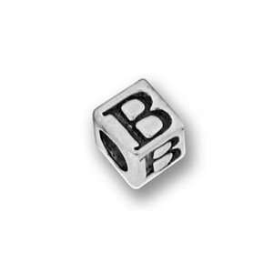  Pewter Lead Free Alphabet Cube Bead Letter B 5.5mm (1 