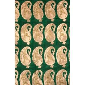  Green Banarasi Katan Georgette Fabric with Woven Paisleys 