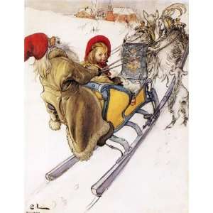 FRAMED oil paintings   Carl Larsson   24 x 32 inches   Kerstis Sleigh 