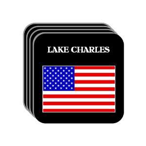 US Flag   Lake Charles, Louisiana (LA) Set of 4 Mini Mousepad Coasters