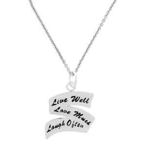  Sterling Silver Inspirational Ribbon Necklace Jewelry