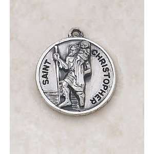  Sterling Silver Round St. Christopher Patron Saint Medal 