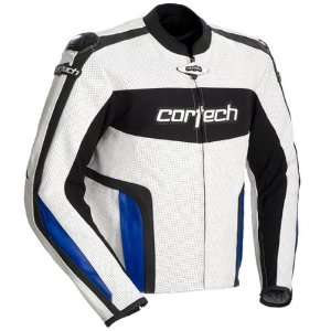  Cortech Mens Latigo White/Blue Leather Jacket   Size 