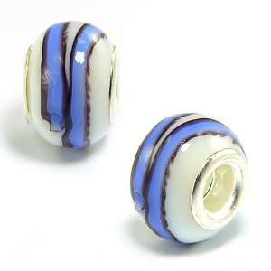  Blue, White & Black Olympia Bead Charm   Compatible with 