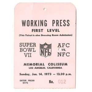   Super Bowl VII Press Pass   Sports Memorabilia: Sports & Outdoors