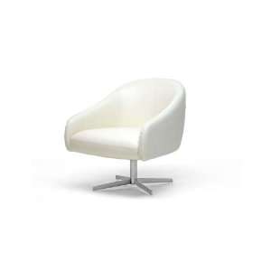   Interiors Balmorale Ivory Leather Modern Swivel Chair