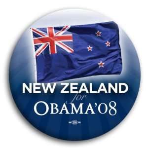  CAMPAIGN PIN NEW ZEALAND for Barack Obama Button   2  1/4 