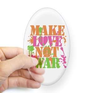  Sticker Clear (Oval) Make Love Not War Peace Symbol Sign 