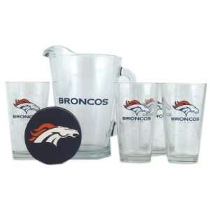 Denver Broncos Pint Glasses and Beer Pitcher Set  Denver Broncos Gift 