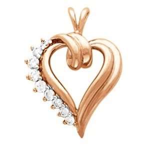  18K Rose Gold Diamond Heart Pendant   0.43 Ct.: Jewelry