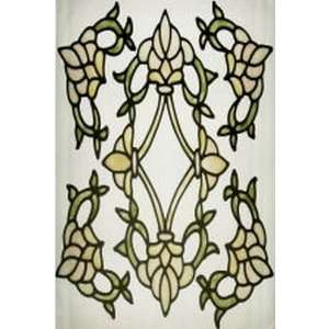  Window applique stained glass art flowal diamond set sage 