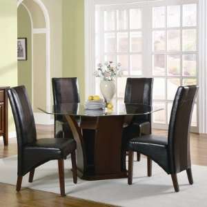  5 Piece Octagon Glass Dining Table Set in Two Tone