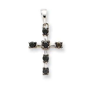    14k White Gold Black & White Diamond Cross Pendant: Jewelry