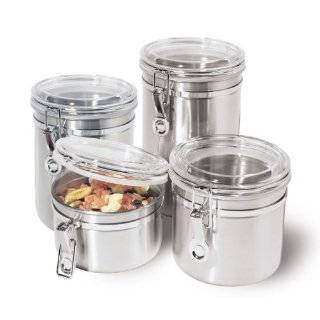   Piece Stainless Steel Canister Set with Airtight Acrylic Lid and Clamp