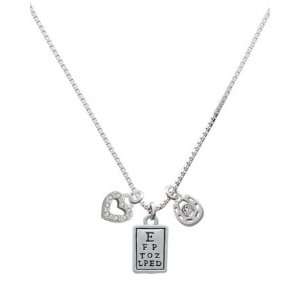  Silver Eye Chart, Love, and Luck Charm Necklace [Jewelry 