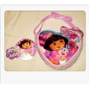  Dora the Explorer Satin Glitter Plush Heart Girls Purse 