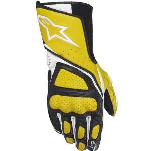   Mens Leather Street Bike Racing Motorcycle Gloves   Yellow / Small
